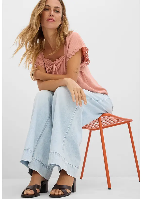 Jeans wide leg, vita alta, bonprix