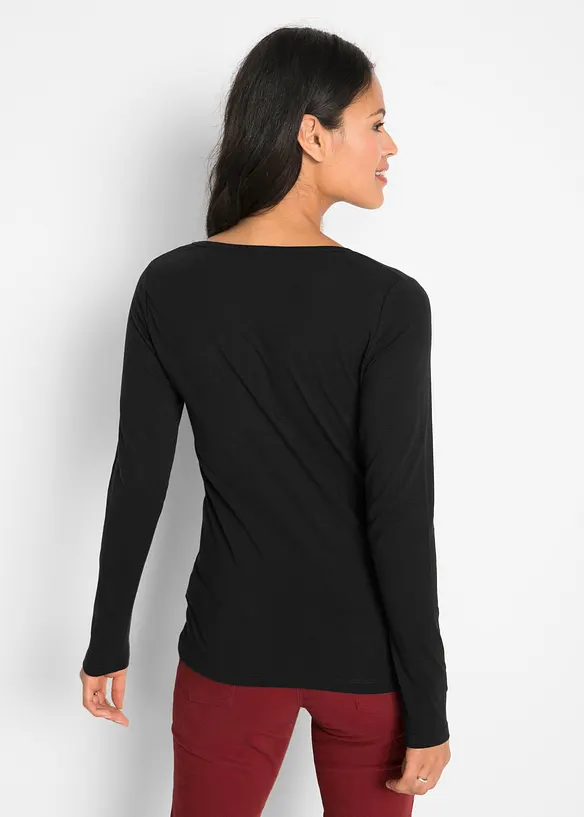 Maglia elasticizzata aderente a maniche  lunghe, bonprix