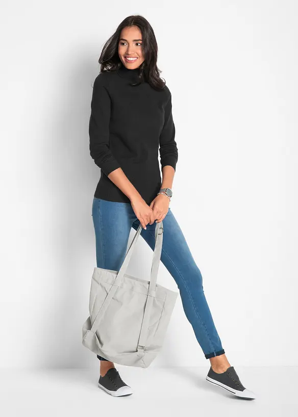 Maglione a collo alto in filato fine, bonprix