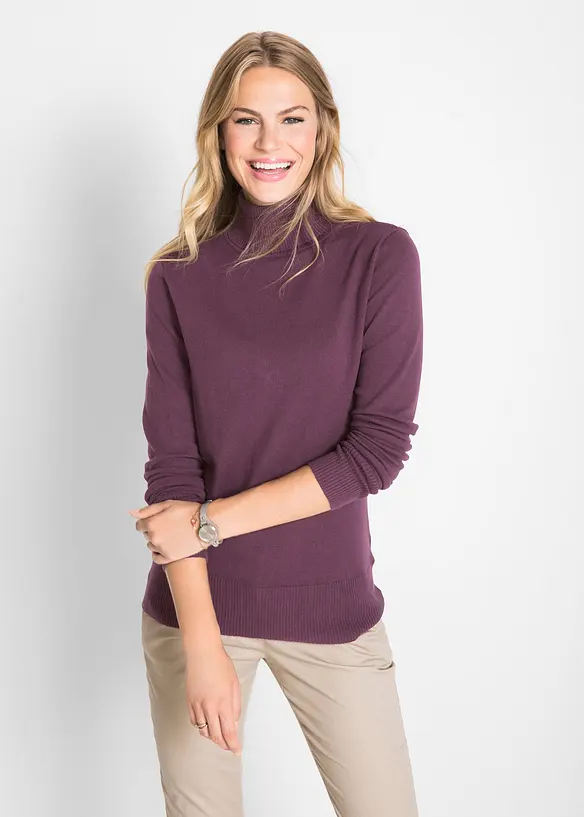Maglione a collo alto in filato fine, bonprix