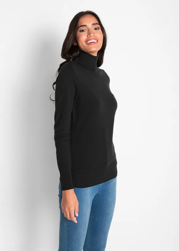 Maglione a collo alto in filato fine, bonprix