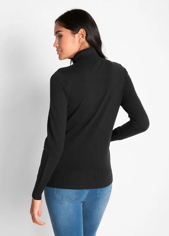 Maglione a collo alto in filato fine, bonprix