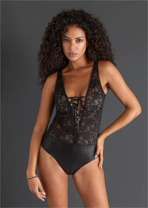 Body ouvert in look bagnato, bonprix