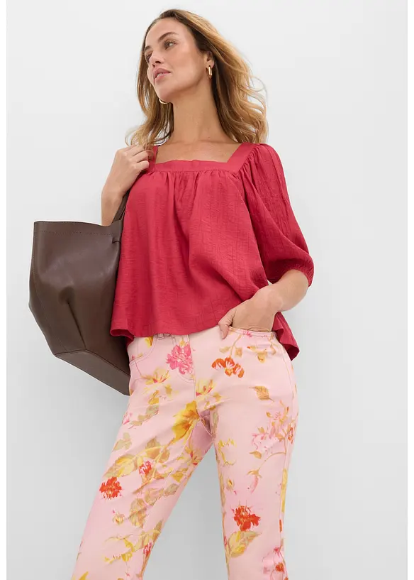 Pantaloni elasticizzati in fantasia floreale, bonprix