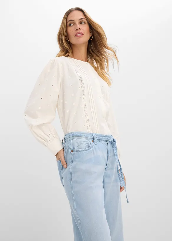 Jeans wide leg con cintura, vita media, bonprix