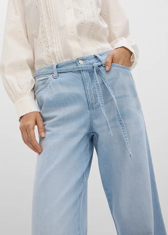 Jeans wide leg con cintura, vita media, bonprix