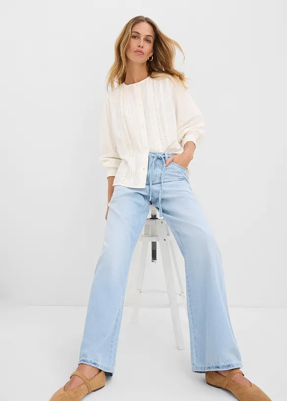 Jeans wide leg con cintura, vita media, bonprix