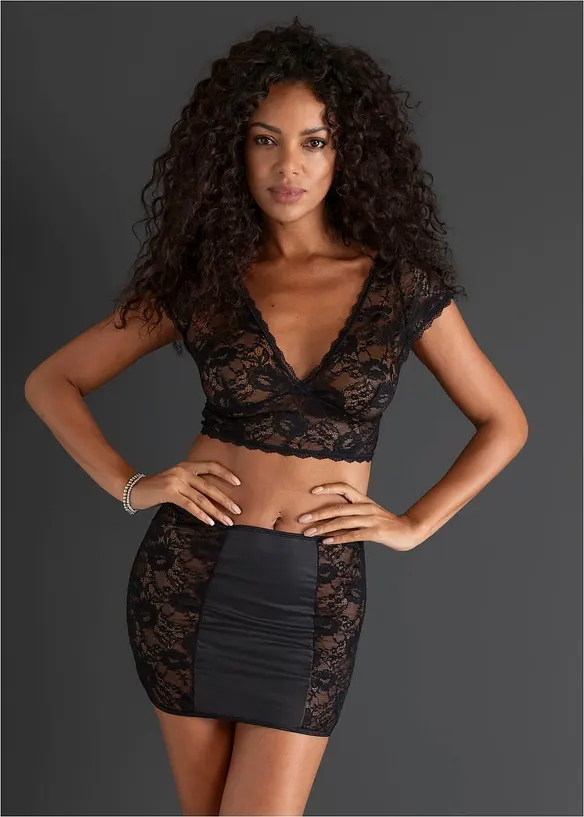 Reggiseno bustier e gonna (set 2 pezzi), bonprix