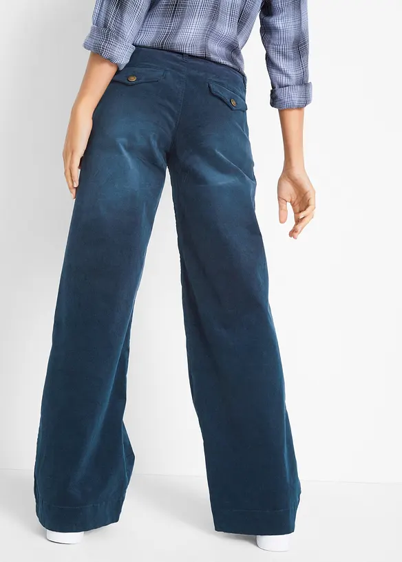 Pantaloni di velluto a coste elasticizzato, wide leg, bonprix