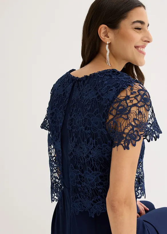 Tuta elegante effetto neoprene con pizzo, bonprix