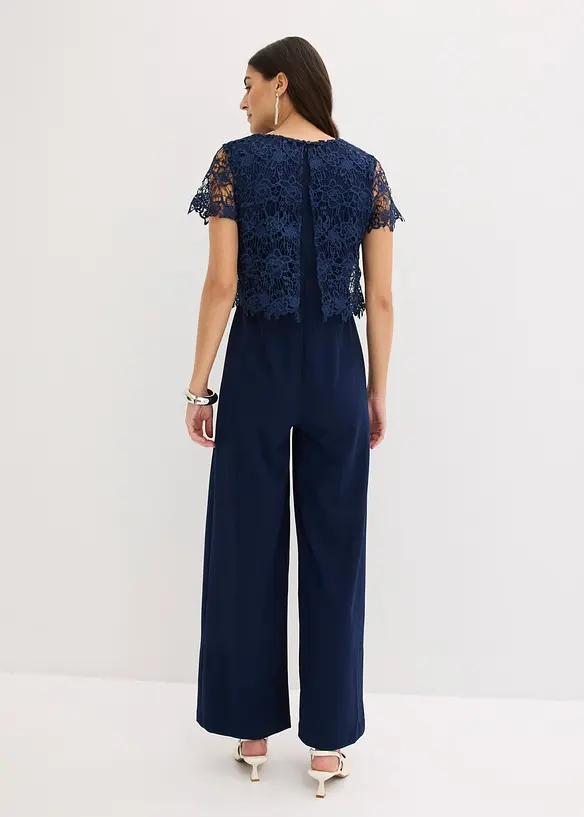 Tuta elegante effetto neoprene con pizzo, bonprix