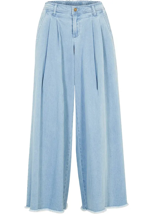 Gonna pantalone in jeans larga con elastico in vita, bonprix