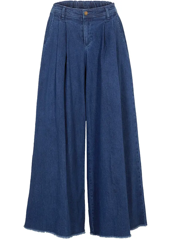 Gonna pantalone in jeans larga con elastico in vita, bonprix