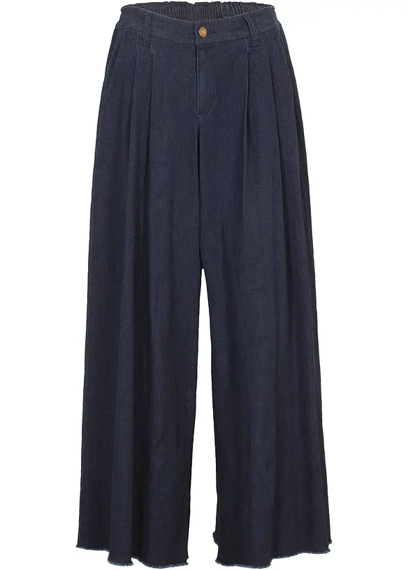 Gonna pantalone in jeans larga con elastico in vita, bonprix