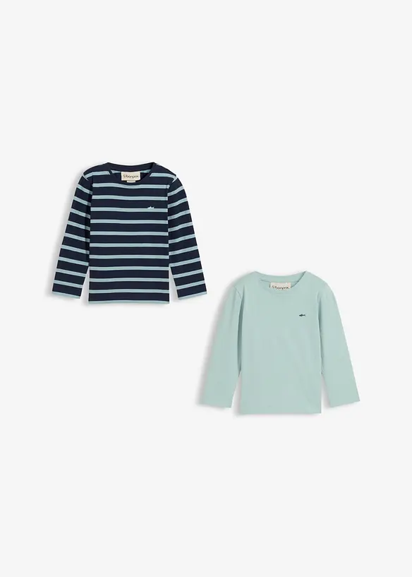 Maglia a maniche lunghe in puro cotone biologico (pacco da 2), bonprix