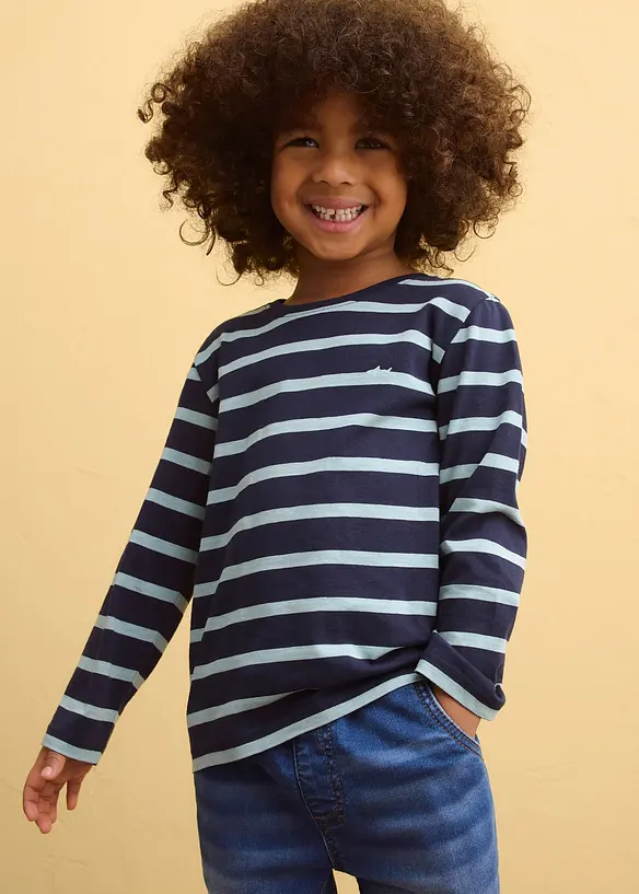 Maglia a maniche lunghe in puro cotone biologico (pacco da 2), bonprix