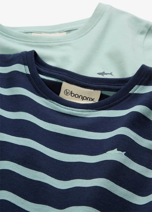Maglia a maniche lunghe in puro cotone biologico (pacco da 2), bonprix