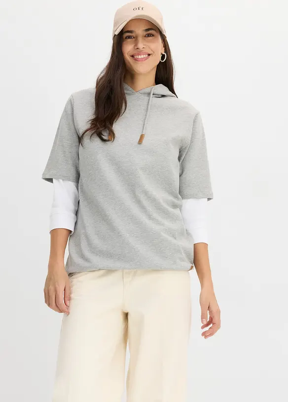 Felpa con cappuccio in misto cotone, bonprix