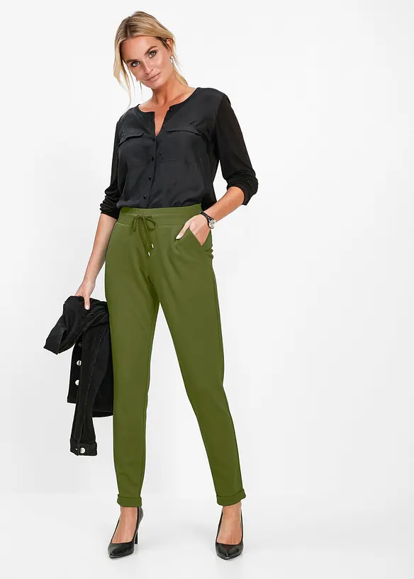 Pantaloni con elastico in vita in morbido punto di Roma, bonprix