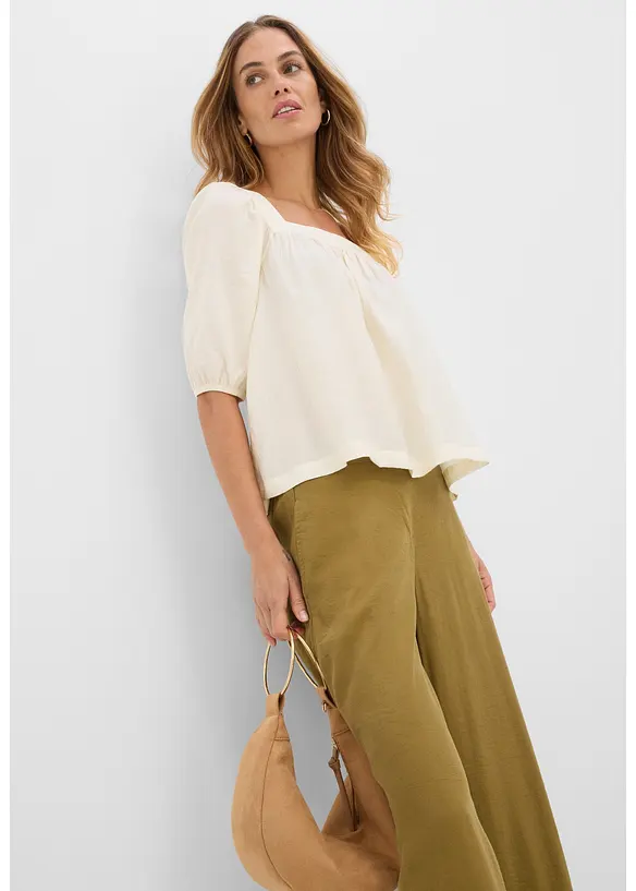 Blusa in crinkle operato, bonprix