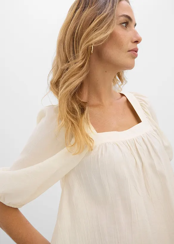 Blusa in crinkle operato, bonprix