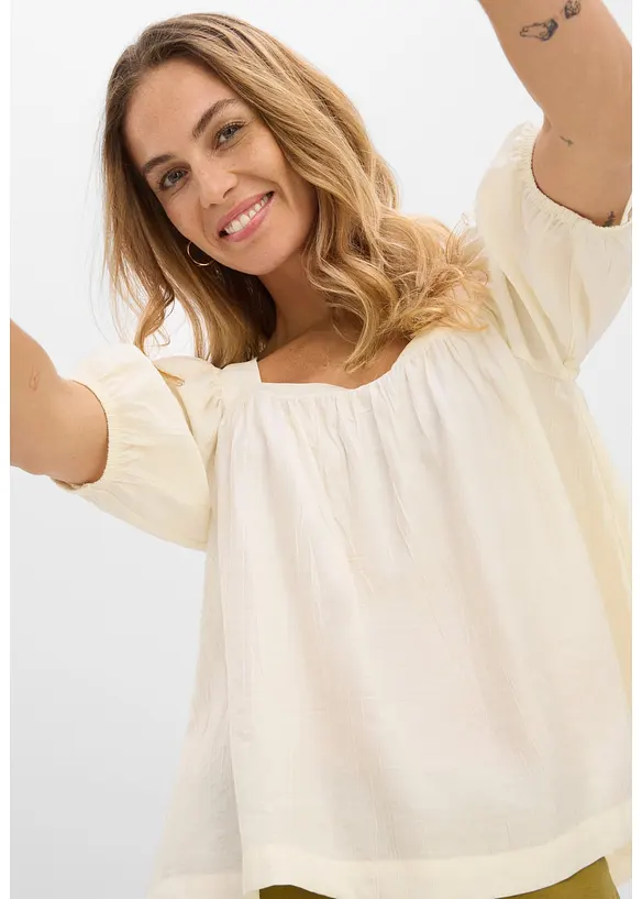 Blusa in crinkle operato, bonprix