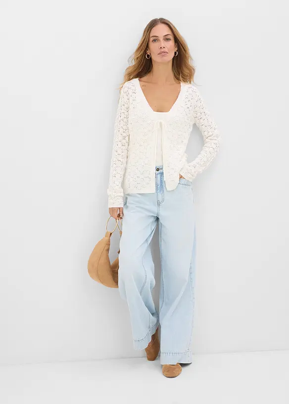 Cardigan traforato in puro cotone, bonprix