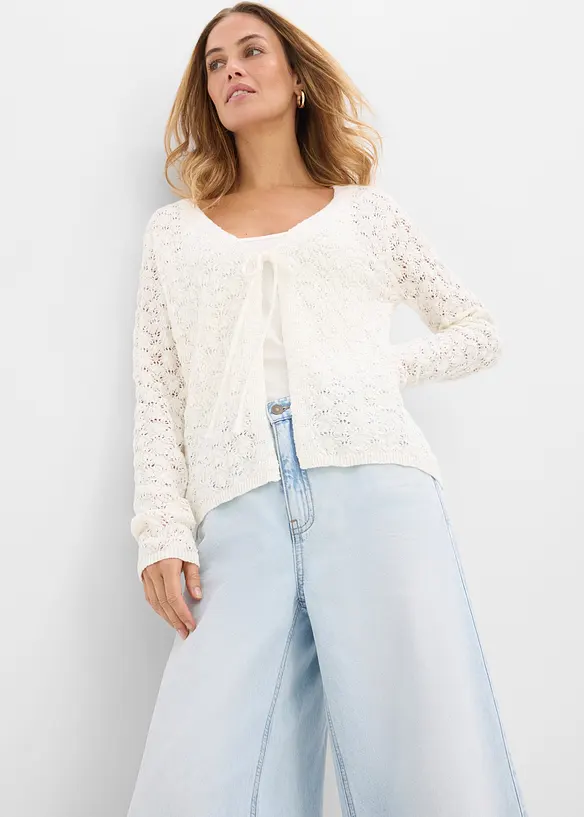 Cardigan traforato in puro cotone, bonprix