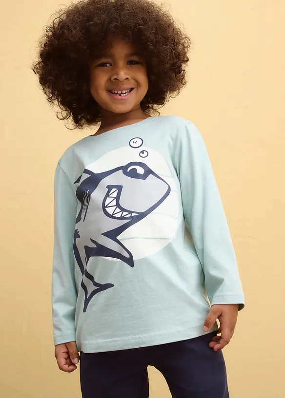 Maglia a maniche lunghe in puro cotone biologico (pacco da 2), bonprix
