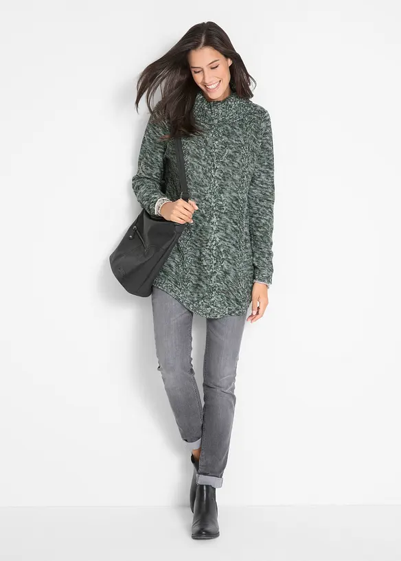 Maglione poncho lungo a maniche lunghe, bonprix
