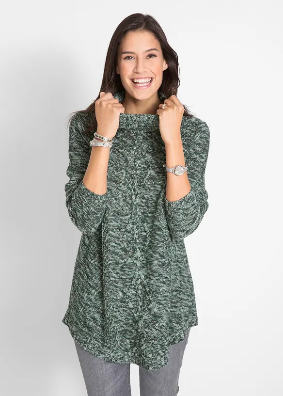 Maglione poncho lungo a maniche lunghe, bonprix