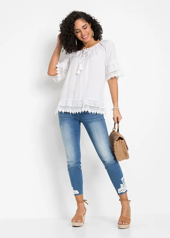 Tunica con pizzo in morbida viscosa, bonprix