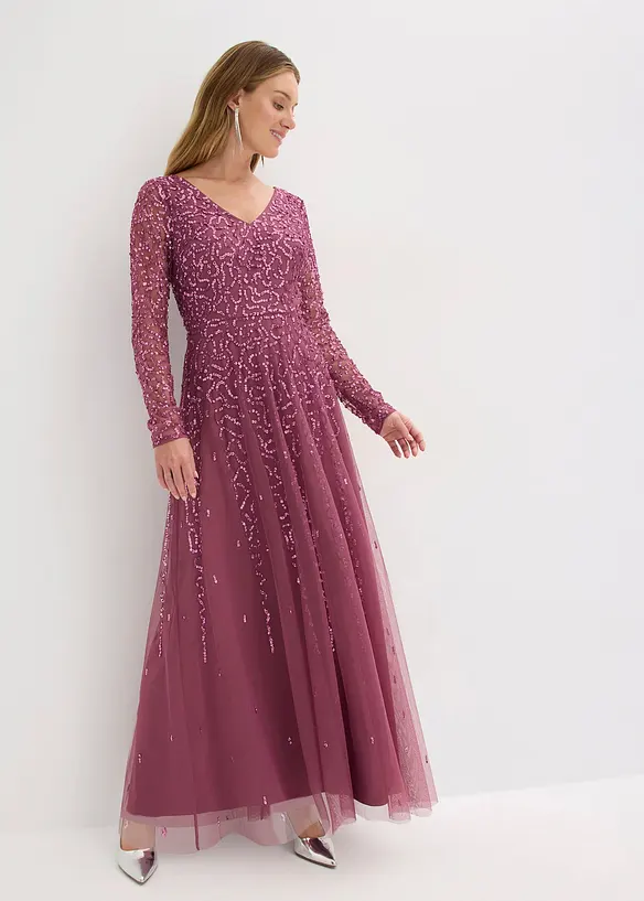 Abito lungo con paillettes, bonprix