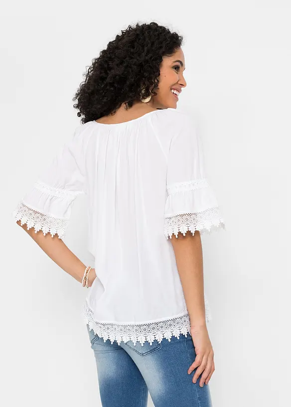 Tunica con pizzo in morbida viscosa, bonprix