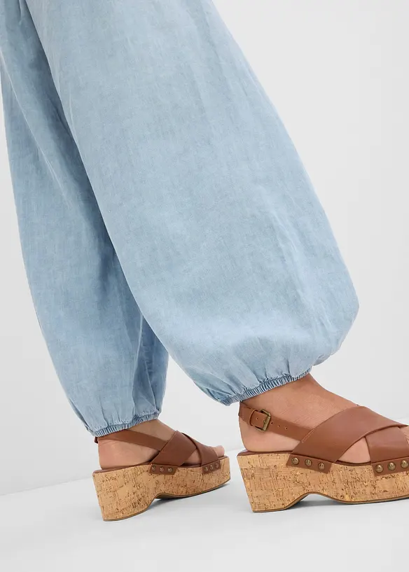 Pantaloni alla turca in misto lino leggero, bonprix
