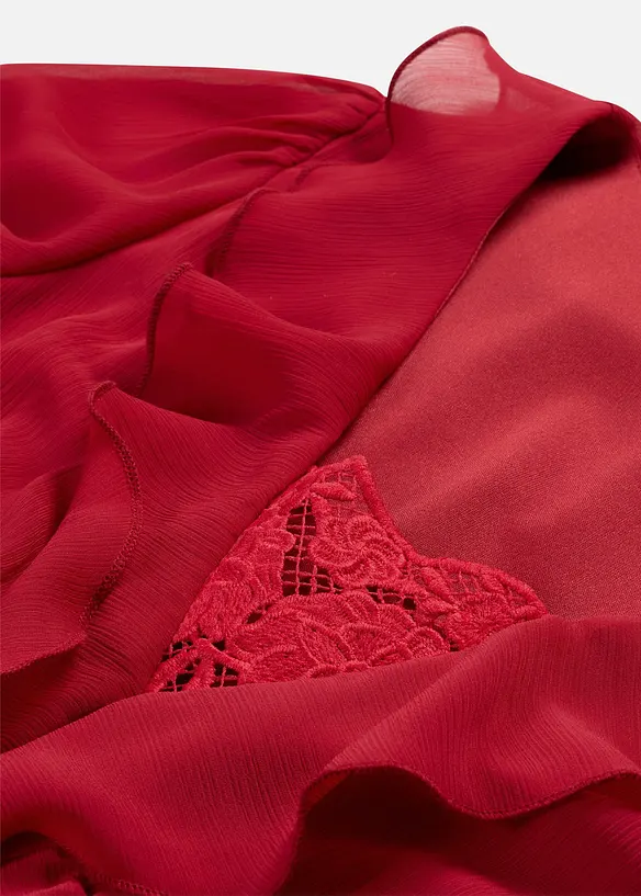 Abito in chiffon con pizzo e volant, bonprix