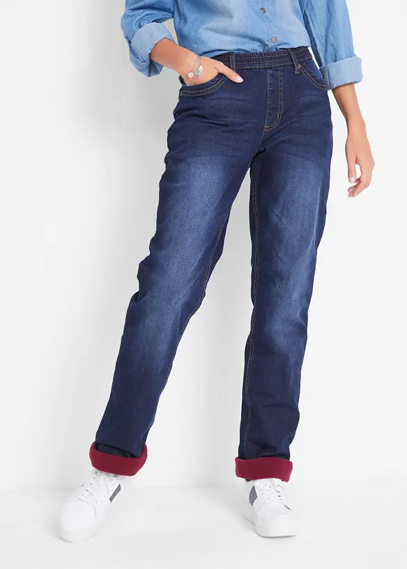 Jeans termici straight, vita media, bonprix
