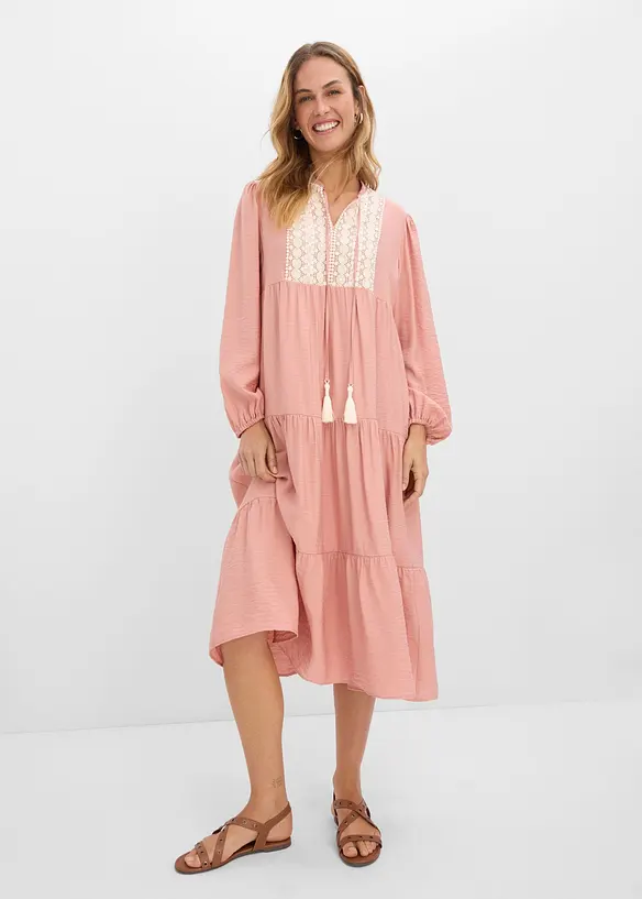 Abito midi in misto viscosa morbido, bonprix