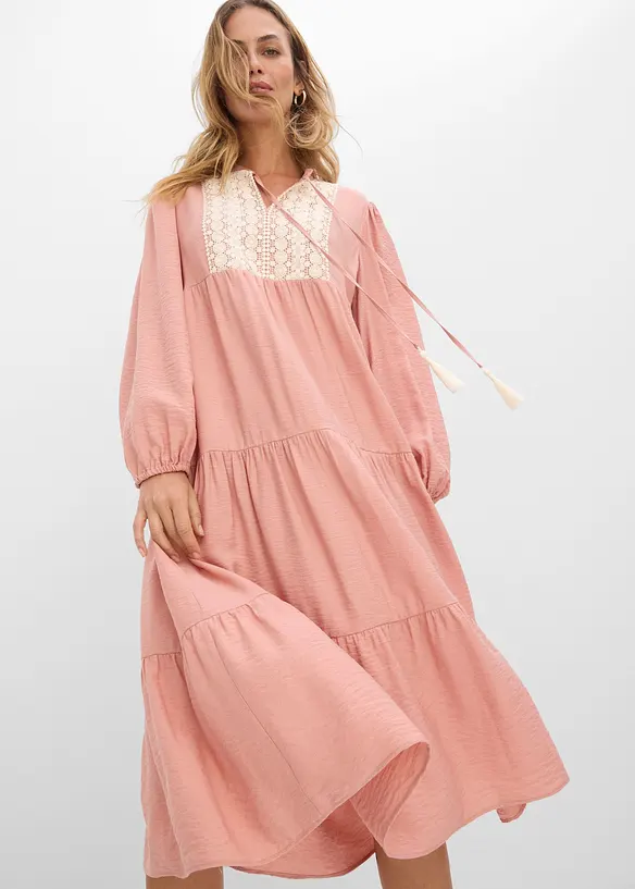 Abito midi in misto viscosa morbido, bonprix