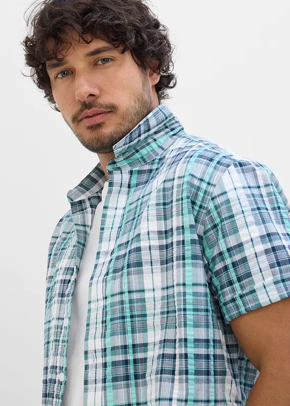 Camicia a maniche corte in seersucker di puro cotone, bonprix