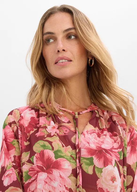 Blusa di chiffon con volant, bonprix