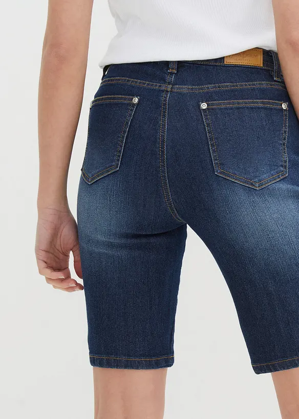 Bermuda in jeans slim fit con vita media, bonprix