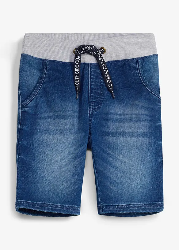 Bermuda in jeans felpato con elastico in vita, regular fit, bonprix
