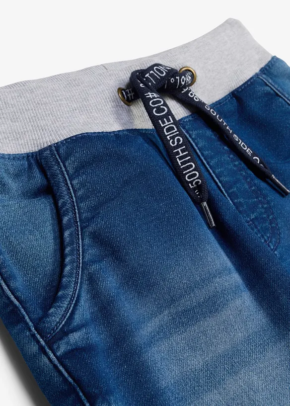 Bermuda in jeans felpato con elastico in vita, regular fit, bonprix