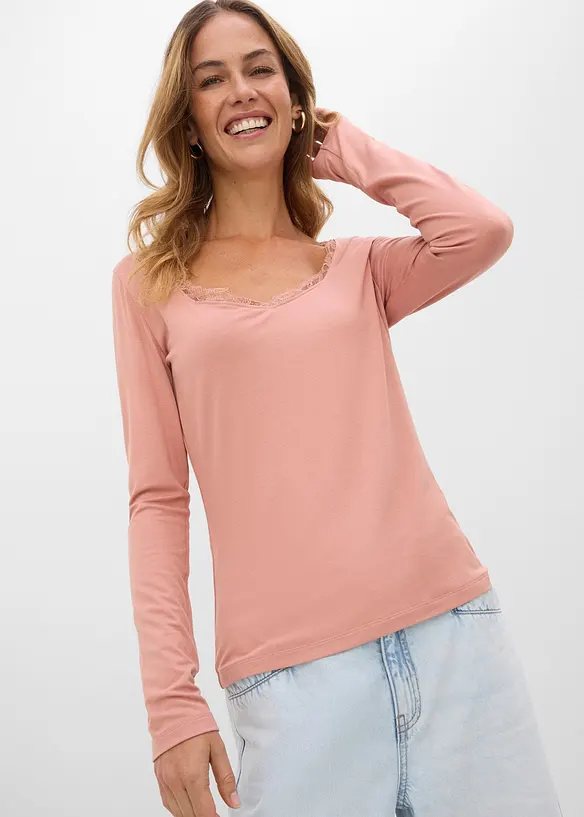 Maglia a maniche lunghe in misto viscosa morbido, bonprix