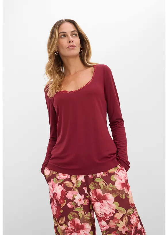 Maglia a maniche lunghe in misto viscosa morbido, bonprix