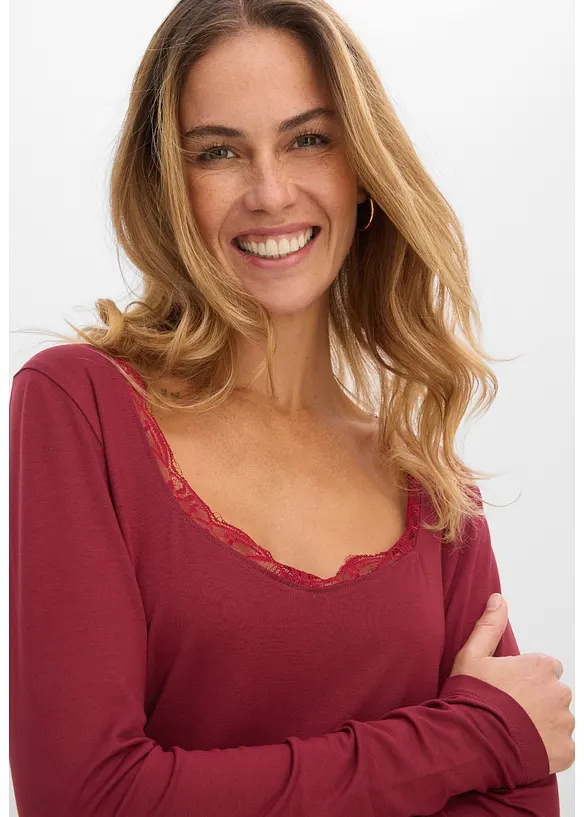 Maglia a maniche lunghe in misto viscosa morbido, bonprix