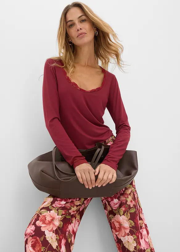 Maglia a maniche lunghe in misto viscosa morbido, bonprix