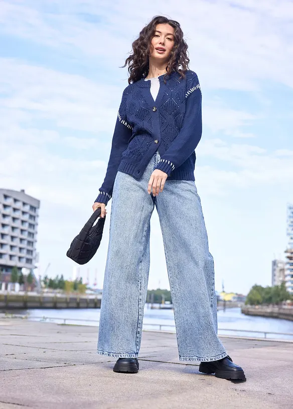 Jeans wide leg, vita alta, bonprix