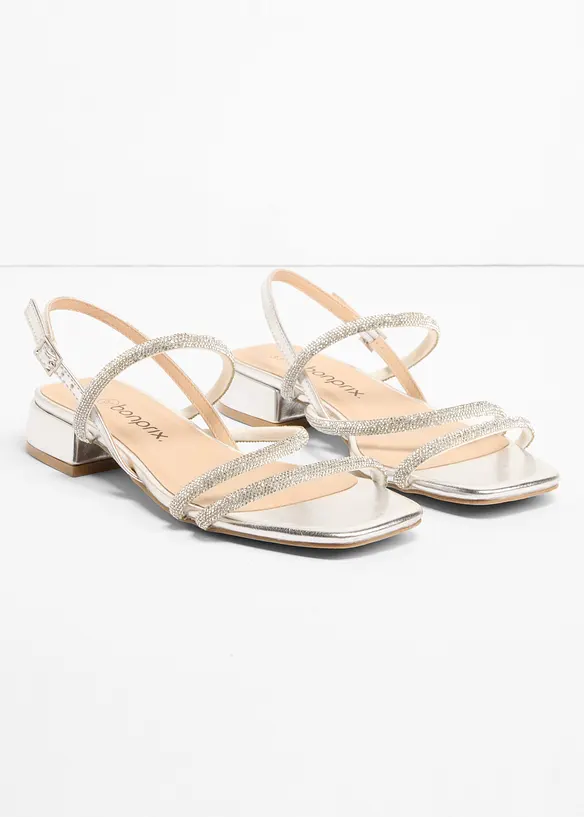 Sandali con cinturini e strass, bonprix